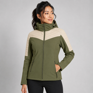 Softshell Jacket <b>Women</b> 240 Grams Spandex Polyester Knitted Embroidered Crew Neck Full Zip Teal <b>Windbreaker</b> Top Quality - Product Image 1