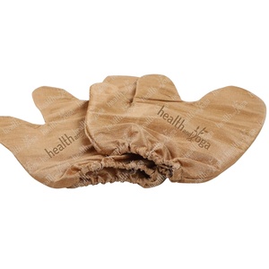 HealthAndYoga Silk Garshana Gants de massage ayurvédique 100% brossage à sec naturel pour la circulation lymphatique et le brossage de la peau. - Product Image 1