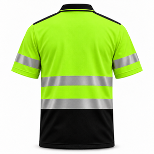 Camiseta Polo de Trabajo para Hombre, Marca Privada, de Algodón, Reflectante, Transpirable, Manga Corta, con Bandas Plateadas y Bolsillo en el Pecho, para Construcción Vial - Product Image 2