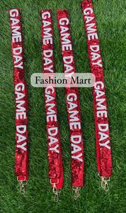 Red Sequin <b>Game</b> Day Strap with Metal <b>Hook</b> Fashionable Bag Accessory - Product Image 2