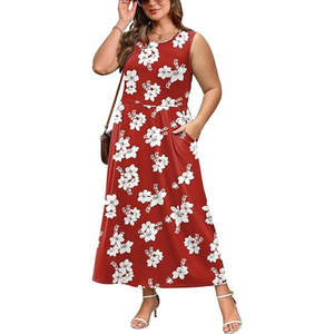 Robes d'été WIHOLL pour femmes 2026 – Robes longues et fluides sans manches coupe trapèze avec poches - Product Image 4