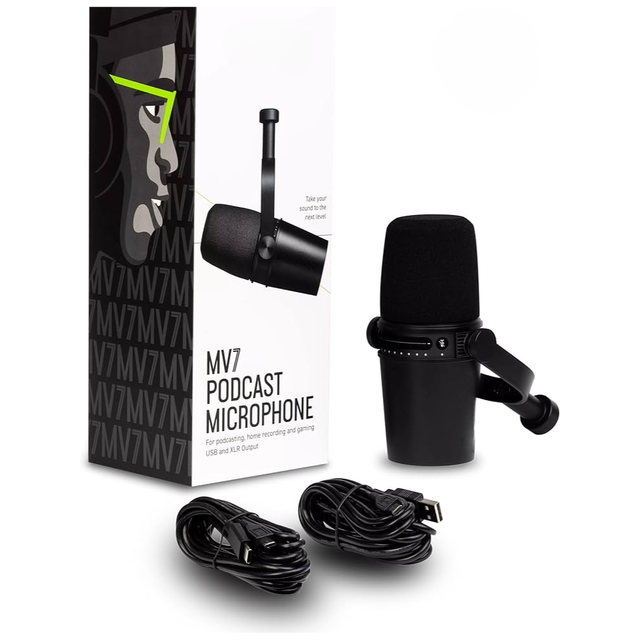 MV7 USB XLR Dynamic Microphone Professional Studio Podcast Recording Mic Cardioid Broadcast Streaming Voice Over Audio