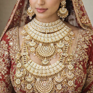 Indian Trendy Classic Choker Engagement Anniversary Wedding Party <b>Gift</b> Set Traditional Crystal Kundan Faux Pearl Alloy Gold - Product Image 1