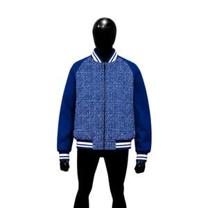 Chaqueta Azul Varsity Moderna, Corte Regular, Cierre de Cremallera, Estilo Casual, Cuello Camisero, Material de Poliéster, Ligera, Deportiva - Product Image 1