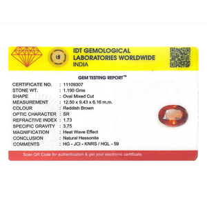 Loose Hessonite Gomed Gemstone 5.95 Carat 15mm Natural Raw Garnet for Fine Jewelry - Product Image 4