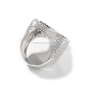 Luxury Cross Moissanite Diamond Cocktail <b>Ring</b> 925 Silver Pave Setting Baguette Cut Unisex <b>Statement</b> Jewelry for Gifts - Product Image 3