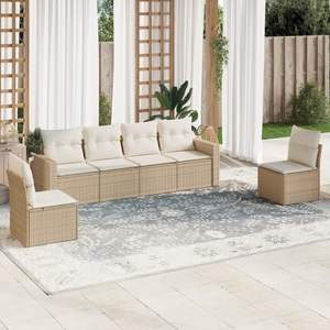 Grand ensemble de canapés de jardin en rotin PE beige crème avec structure en acier thermolaqué – Mobilier d'extérieur haut de gamme - Product Image 1