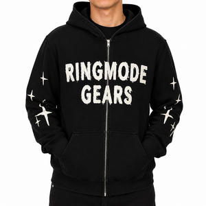 Plus Size Men's Premium <b>Full</b> <b>Zip</b> Oversized Boxy Fit Hoodie Heavy Cotton Fleece <b>Sweatshirt</b> - Product Image 1