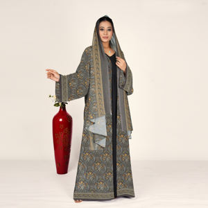 Abaya de Chifón Sólido con Pañuelo para la Cabeza, Frente Abierto, Manga Larga, Vestido Musulmán Modesto, Moda Árabe para Mujer, Traje para Oración del Eid - Product Image 2