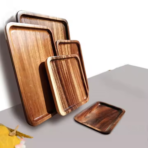 Plateau à vaisselle en bois d'acacia écologique à un seul niveau avec compartiments - Product Image 2