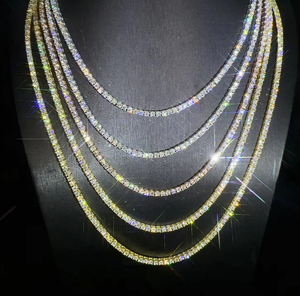 Factory Wholesale Custom Lab Grown Round Brilliant Cut Diamond <b>Chain</b> Necklace Silver Plated <b>Iced</b> <b>Out</b> Hip Hop Jewelry - Product Image 1