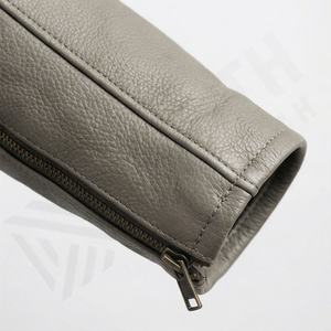 Veste universitaire d'hiver NAI-0528A en cuir véritable, style motard, avec capuche, pour motocycliste, tendance, en tissu non tissé, couleur personnalisable - Product Image 6