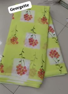 Tissu Georgette Imprimé Numérique Luxueux et de Qualité Supérieure, Motifs Floraux Multicolores Exquis et Artistiques Contemporains - Product Image 4