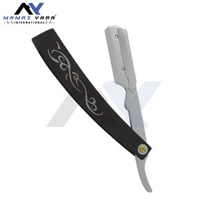 Wholesale Barber Razor Stainless Steel Shaving Razor <b>Swing</b> Lock and Black Steel Handle, Professional Straight Edge Barber Tool - Product Image 2