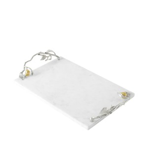 Plateau de service de luxe en marbre noir avec poignées en laiton, design moderne, élégant pour la maison, l'hôtel et les mariages - Product Image 3