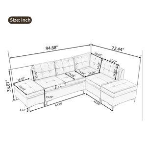 Divano Angolare a L in Pelle PU da 240 cm con Pouf Contenitore Mobili e Spostabili per Soggiorno - Product Image 2