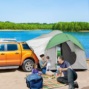 Tenda per SUV Impermeabile per 5-6 Persone con 3 Porte e Finestra a Rete, Spaziosa Tenda Auto Grigio-Verde ad Apertura Rapida, Grande Dimensione per Campeggio e Viaggi - Product Image 2