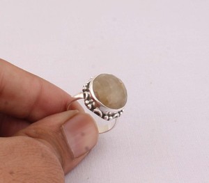 Natural Yellow <b>Jade</b> Bezel Setting <b>Ring</b> 925 Sterling Silver Women's Genuine Stone Purple Gemstone Wedding February - Product Image 2