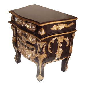 Pháp phong cách Rococo phòng ngủ thiết lập chần sợi vòng đầu giường trong da Tay Chạm Khắc trong rắn gỗ gụ gỗ được thiết kế cho Châu Âu nhà - Product Image 3