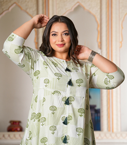 Floral Printed Rayon Women's Plus Size <b>2</b> <b>Piece</b> Long <b>Set</b> Flared Sleeves O-Neck Front Slit Asymmetrical Hem <b>White</b> Formal Summer - Product Image 3