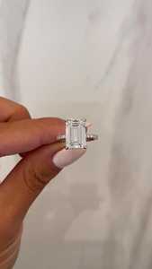 5 Carat Emerald Cut Lab Diamond Engagement <b>Ring</b> for Women | Hidden Halo <b>Solitaire</b> Wedding <b>Ring</b> | Luxury Gold IGI Certified - Product Image 4
