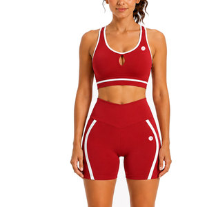 Conjunto deportivo sin costuras de canalé, el más vendido, para mujer, cómodo y ajustado, para gimnasio, entrenamiento, fitness, correr y hacer ejercicio. - Product Image 1