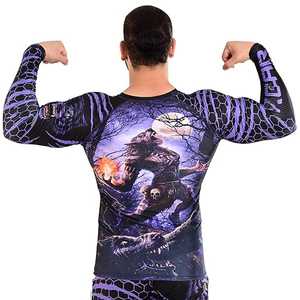 เสื้อแรชการ์ดแขนยาวผู้ชาย ลายกราฟิก ป้องกันรังสียูวี แห้งเร็ว เสื้อกีฬา รับทำโลโก้ OEM - Product Image 3