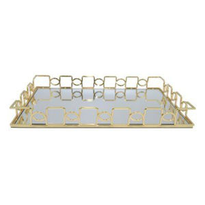 Bandejas de Almacenamiento de Estilo Moderno, Juego de 2 Bandejas Decorativas Doradas de Metal Espejado con Asas, Decoración para el Hogar de Hierro y Vidrio, en Oferta - Product Image 6