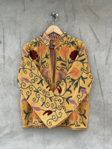 Women's <b>Velvet</b> Suzani Embroidered Artisan Handmade Handcrafted Floral Design Boho Regular Length Breathable Eco-Friendly <b>Jacket</b> - Product Image 2