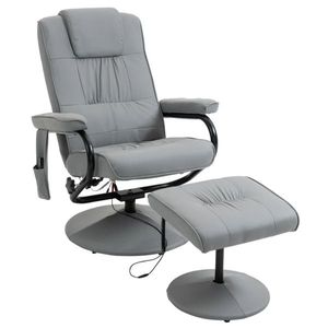 Poltrona Reclinabile Grigia con Poggiapiedi e Telecomando per Massaggio a Vibrazione, Ideale per Ufficio o Soggiorno - Product Image 1