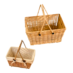 Panier de rangement en rotin écologique avec support métallique et doublure en coton doux multifonction, idéal pour l'emballage cadeau - Product Image 1