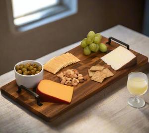 Bandeja de Madera de Acacia Pulida con Asas de Metal, Ecológica y Portátil, Bandeja Rectangular Decorativa para Uso en Servicios de Catering - Product Image 3