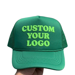 Wholesale Custom Logo Trucker <b>Hat</b> 5-Panel Unisex Spring <b>Summer</b> With Curverd Brim and Puff Print Logo For Sport Party Unisex - Product Image 1