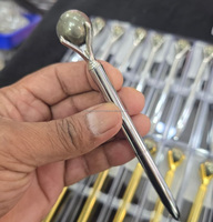 Bolígrafo de cristal de lujo con racimo de pirita natural, bolígrafo dorado brillante, piedra de pirita cruda de Perú, bolígrafo elegante de cristal de pirita