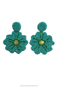 Boucles d'oreilles bohème feuille de perles de rocaille multicolore Monstera bijoux de déclaration motif de fleurs conception de plantes tropicales accessoires de mode - Product Image 3