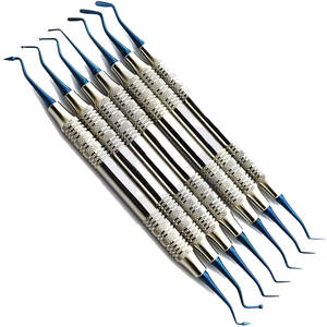 Prix d'usine – Nouvel ensemble d'outils dentaires manuels en titane bleu, 7 pièces, spatules de restauration composite en acier inoxydable avec manche, certifié CE - Product Image 1