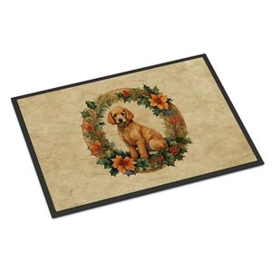 Poodle Christmas Flowers Doormat Non-Slip Washable Low Pile 24H X 36W <b>Indoor</b> Outdoor Entryway Rug Front <b>Door</b> <b>Mat</b> - Product Image 1