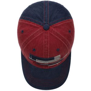 Red And Navy <b>Vintage</b> Washed Baseball <b>Cap</b> With Geometric 3D Embroidery Curved Brim Adjustable Unisex Custom Logo OEM ODM Hat - Product Image 3