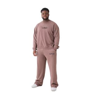 Custom Men’s Dusty Pink Tracksuit <b>Set</b> Sweatshirt <b>Jogger</b> Pants Matching Streetwear Casual Two Piece Sportswear - Product Image 4