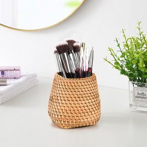 Soporte de exhibición de lápiz de ratán de estilo rural, organizador de escritorio, cesta, material natural, bolígrafo estuche para hecho a mano, soporte para oficina - Product Image 4