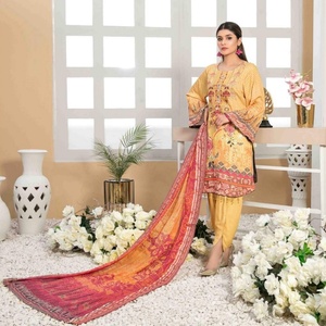 Tawakkal Brand 3 pièces en lin Salwar Kameez costumes pour dames pakistanaises et indiennes vente chaude robes DIBA pour adultes-vente entière - Product Image 3