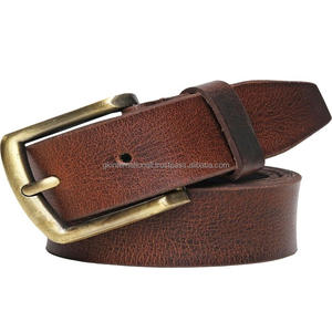 Cinturón informal de cuero con textura marrón para hombres Cinturones casuales de cuero de vaca de grano completo hechos a mano para hombres - Product Image 6