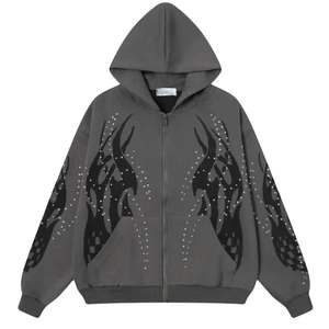 เสื้อฮู้ดซิปติดเพชร รุ่น Unisex ทรงปกติ ผ้าฟลีซ มีฮู้ด เหมาะสำหรับฤดูหนาว สไตล์ไฮสตรีท ปักลาย 3 มิติ ผ้าฝ้าย 100% - Product Image 4