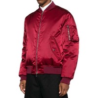 Blouson Bomber en Satin Bordeaux pour Homme, Coupe-Vent, Col Montant, Fermeture Éclair, Manteau Décontracté de Haute Qualité à Manches Longues, Vêtements pour Hommes
