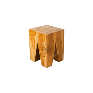Tabouret géométrique en teck ARTERRA de qualité supérieure, alliant design robuste et élégance naturelle, parfait pour ajouter chaleur et beauté - Product Image 1