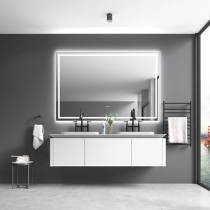 Specchio LED da Bagno 84 X 48 Pollici con Illuminazione Frontale e Posteriore, Montaggio a Parete, Cornice in Alluminio, Antiappannamento, Memoria, 3 Anni di Garanzia - Product Image 1