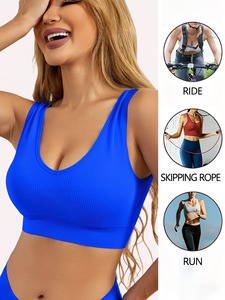 Female Seamless <b>Low</b> <b>Back</b> Gym <b>Bra</b> High Elasticity Workout Tank Wide Ribbed Hem Band Training Active Wear Manufacturing - Product Image 4