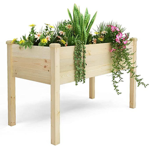Jardinière surélevée en bois avec trous de drainage, kit de culture de légumes et d'herbes en bois massif pour balcon extérieur - Product Image 1