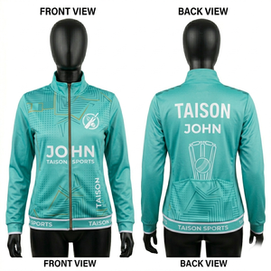 Women Cricket Training Jacket Premium 240 GSM Polyester Interlock Pink Zipper Fit Mesh <b>Back</b> Panel Custom <b>Heat</b> Transfer Logo - Product Image 5