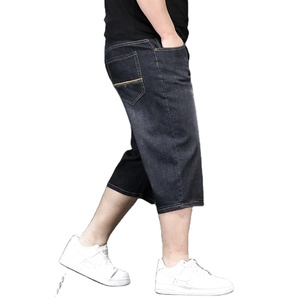 Nouveaux shorts en jean pour hommes, grande taille, longueur longue, coupe ample, extensibles, personnalisés, légers, pour l'été, pour hommes corpulents - Product Image 4